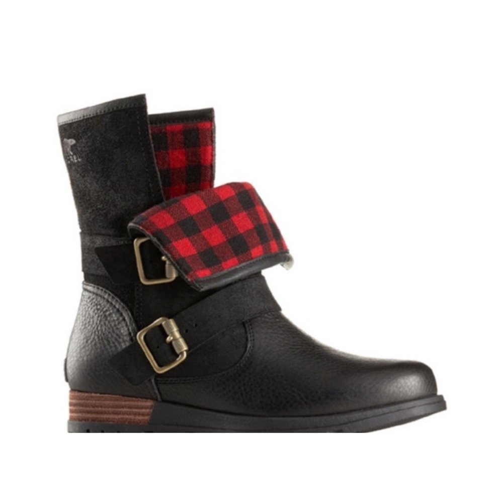 Sorel Black and Red Plaid Winter Boots